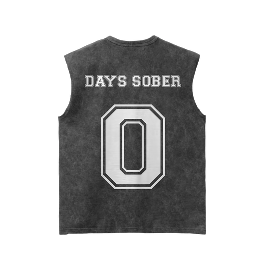 0 DAYS SOBER Acid Wash Vest