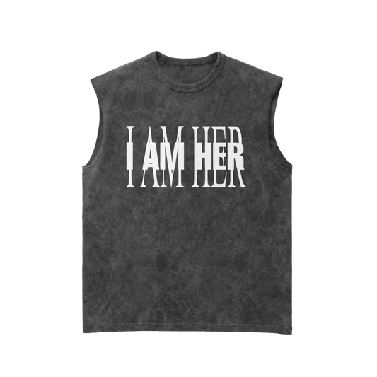 I AM HER Acid Wash Vest