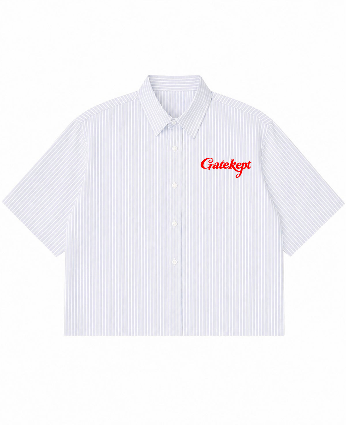 Blue Striped Oxford Boxy Shirt Front Design